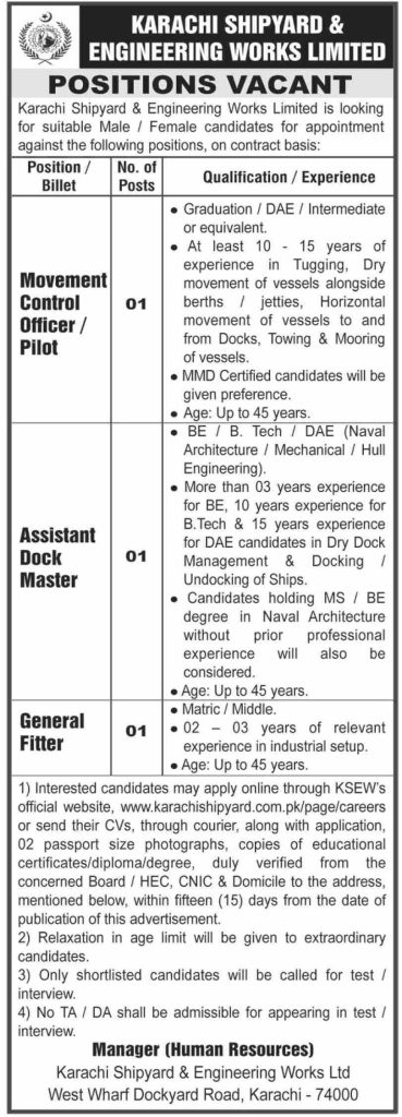Karachi Shipyard & Engineering Works Limited New Multiple Jobs 2025