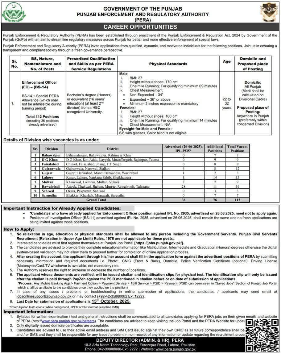PERA Enforcement Officer EO Jobs