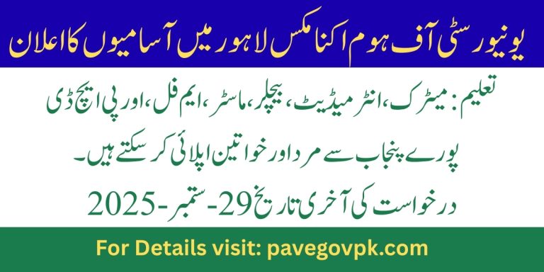 University of Home Economics Lahore Jobs 2025