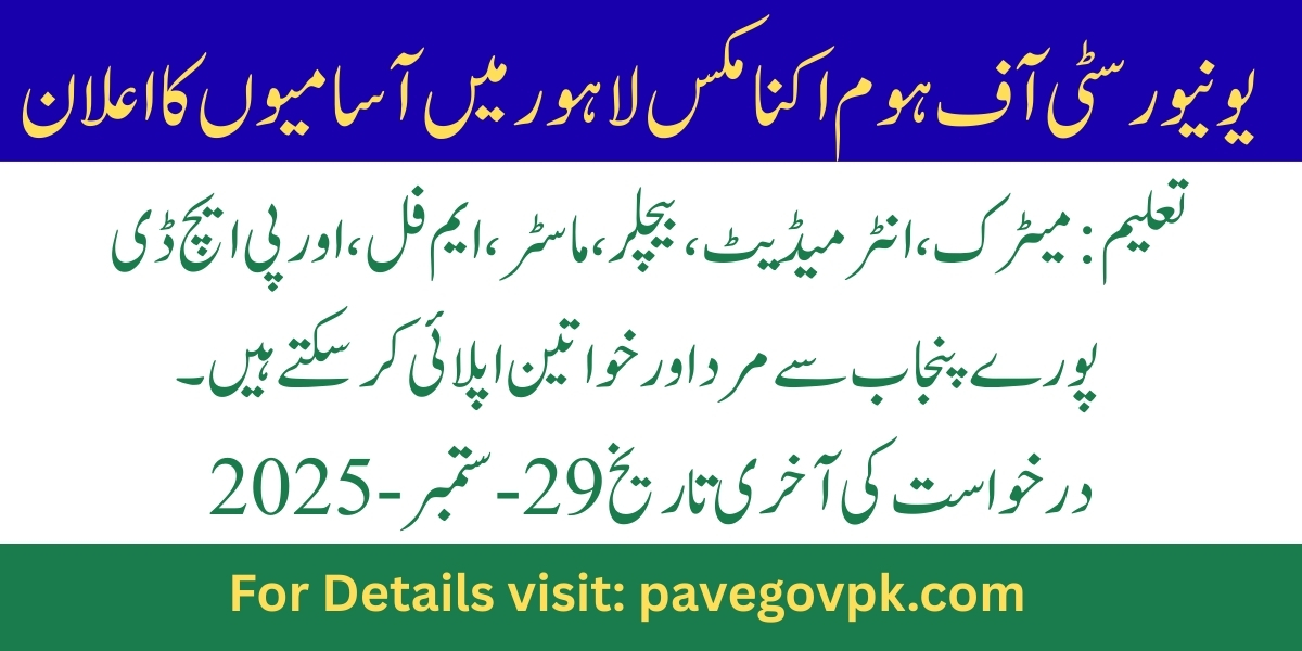 University of Home Economics Lahore Jobs 2025